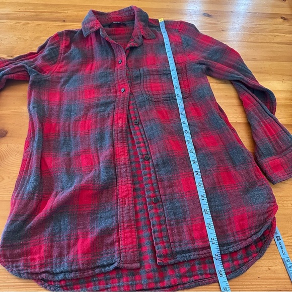 Madewell red gray flannel button down with pockets women XS Cotton - Picture 10 of 12